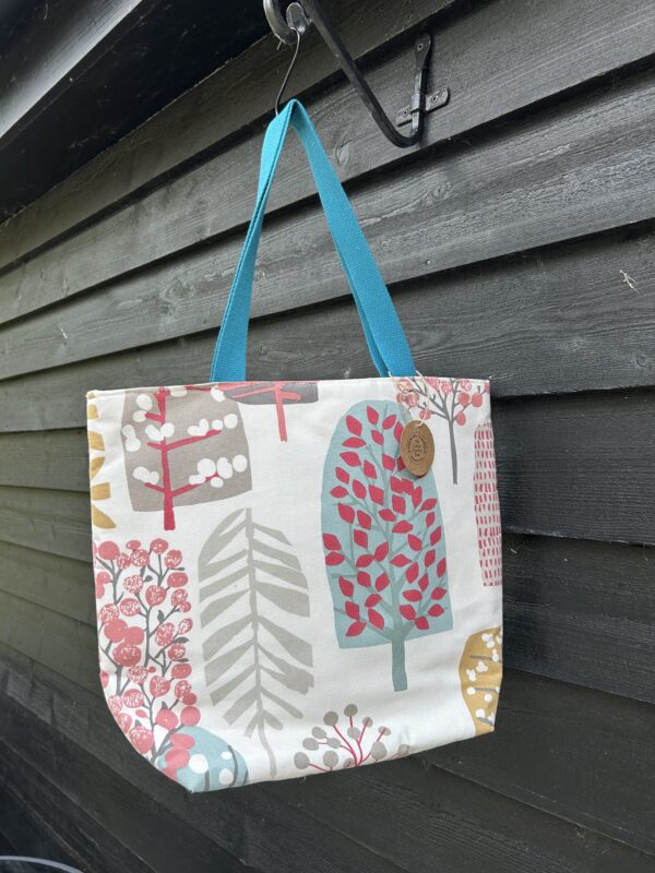 'Teal abstract trees' Tote Bag