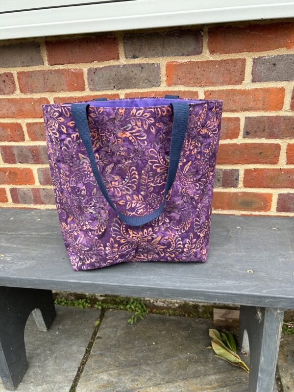 Purple and Peach Batik Tote Bag