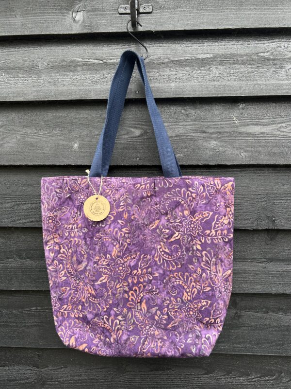 Purple and Peach Batik Tote Bag