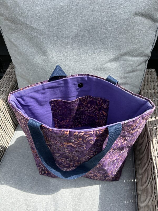 Purple and Peach Batik Tote Bag - Image 3