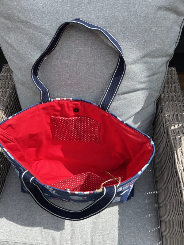 Navy Beach Huts Tote Bag - Image 2