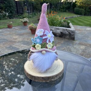Pink Floral Hat Gnome