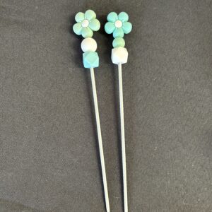 Amigurumi sticks - blue flowers