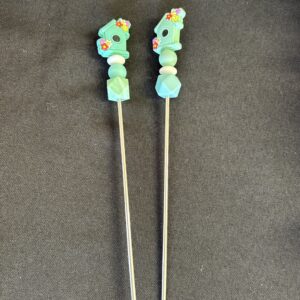 Amigurumi sticks - blue birdhouse