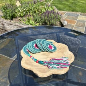 Teal/Raspberry/Sage/Cream Wind Spinner