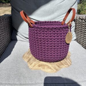 Aubergine knit stitch basket