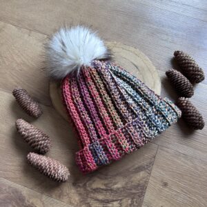 'Fiery Jewel' Hat - cream pom pom